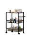 - Rolling Cart with Wheels, 3-Tier Kitchen Storage Cart with Handle, Wire Shelving Unit, Metal Organizer with Basket for Bathroom, Office, Laundry Room, Pantry - 8