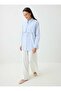Pat Detailed Striped Blouse / Shirt - Blue Striped - - 5