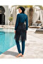 Lycra Pareolu 5 Piece Full Covered Hijab Swimsuit 21124-26 Khaki - 5