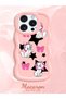iPhone 14 Pro Compatible Case Camera Protector Pink Silicone Couple Phone Case Character Pattern - 2