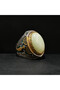 925 Sterling Silver Men's Power Stone Ring 7.5x16mm Pale Green Oval Cabochon Ottoman Style 14g - 3