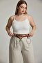 Plus Size Brown Women's Belt Chain Detailed Ring Dress Combination - 7