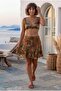 Cinnamon Color Lined Skirt Ruffle Sequin Embroidery Crop Fit Woven Bottom Top Set 30-48 60-65 - 6