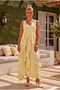 Italian Lemon V-Neck Sleeveless Lined Washable Segmented Collar Sequined Silk Woven Dress 120 60 - 3
