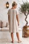 Beige Lace Collar Short Sleeve Lined Skirt Embroidered Casual Cotton Woven Dress 102 55 - 8