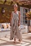 Italian Beige V-Neck Sleeveless Lined Washable Segmented Collar Sequined Silk Woven Dress 120 60