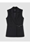 Black Jacket Collar Crepe Women's Classic Vest