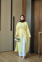 Women's Back Zipper Detail Waist Tie Long Tunic Yellow - 2