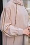Women's Double Color V Detail Collar Lace-Up Hooded Parachute Suit Khaki Green - 5