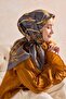 Twill Silk Detailed Belt Scarf Blue Gray 90X90 - 4