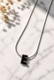 Silver Color Steel Letter''E'' Flat Chain Necklace - 2