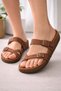 Women'S- Parmak Arjas Slipper Mayari Daily Home, Outdoor, Beach Slipper Model Tan