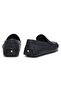 Men's Thin Embossed Logo Genuine Leather Navy Blue Loafer Shoes - 5