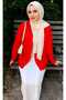 Red Oversize Cotton Linen Shirt with Pockets Trendy Loose Drop Shoulder Women's