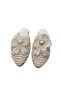 Women's Flat Thin Sole Closed Front Pearl Detailed Knitwear Slippers