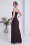 Women's Strapless Crop and Draped Detailed Skirt Two-Piece Set in Brown with Gold Accessories - 7