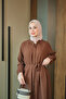 Women's Hidden Buttoned Waist Tie Dress Brown - 6