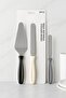 3-Piece Cake Spatula Set, Stainless Steel, Black-White-Grey Handle, for Spreading Cream and Decorating - 3