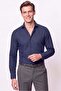 Slim Fit Italian Collar Navy Blue Shirt g 1610 - 4