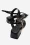 Women's Stoned Buckle Heeled Sandals Black Wrinkled - 4