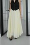 Women's Cream High Waist Elastic Waist Lined Crinkle Textured Asymmetrical Cut Long Maxi Skirt 8087 - 4
