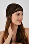 Fine Detailed Mesh Knitted Summer Beanie Y8257 Brown - 3