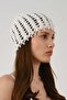 Pearl Detailed Perforated Summer Knitted Beanie Y8252 White - 4