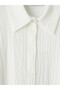 Özmarka New Season White Textured Oversize Women's Shirt - 7