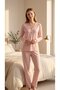 Bamboo Fabric Long Sleeve Ruffle and Bow Detailed Polka Dot Pajama Set 22035-22036