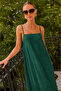 Adjustable straps square neck long woven dress - 6