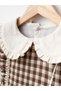 Elegant Detailed Plaid Gilet Dress and Bag Combination - 3