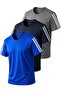 3-Piece Sleeve Stripe Quick Dry Breathable Fabric Sports T-Shirt