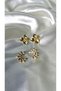 Women's Gold Color 2-Piece Floral and Sun Model Earring Set