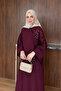 Women's Sequin Embroidered Linen Bat Sleeve Dress - 7