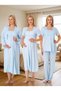 New Season Blue Scallop Linen Detailed Dressing Gown Special Design 100% Cotton Breastfeeding Friendly Maternity Dressing Gown Pajama Set Nightgown Set - 8