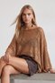Women's Cinnamon Glitter Loose Fit Knitwear Poncho Blouse Alc-X15578 - 4