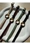 Tiny Leather Cord Women's Wristwatch Green - 3