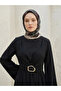 فستان بتفاصيل إكسسوارات وربطة أمامية - أسود - 3