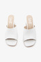 White Genuine Leather Thick Heeled Women's Slippers - 6