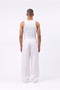 Men's Baggy Linen Trousers White - 3
