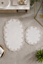 White 2-Piece Lace Non-Slip Base Bath Mat Gold Lace Washable Bath Set Spera