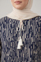 Women's Striped Patterned Crew Neck Lace-Up Woven Viscose Tunic - 2