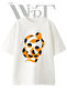 Skull Snake Design Printed Unisex White Oversize T-Shirt