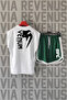 Ufc Front and Back Printed Zero Sleeve Crew Neck White Sports Tshirt and Red Sports Shorts Set