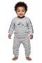 Zebra Patterned Top and Bottom Baby Set, 70% Organic Cotton, 2 Yarns, Unisex, Sweatshirt and Pants Set, Gray