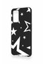 Oppo A55 Compatible Black Mega Star Patterned Silicone Case - 4
