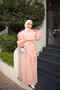 Powder Balloon Sleeve Belted Striped Dress