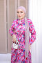 Fuchsia Half Buttoned Sleeves Layered Skirt Dress with Elastic Waist - 2