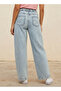 Wide Leg Button Waist Jeans with Pockets Cotton - 4