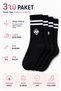 Icone Unisex Black Sports Socks, Long Sports Socks, Sports Socks, Socks, Black Socks, Set of 3 Socks, Black Tennis Socks, Black Tennis Sock - 3